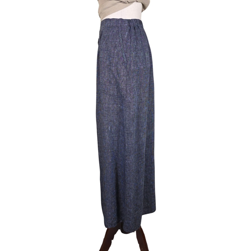 Vintage FLAX by Jeanne Engelhart Maxi Skirt L Linen Blue Button Front Lagenlook - Picture 13 of 15